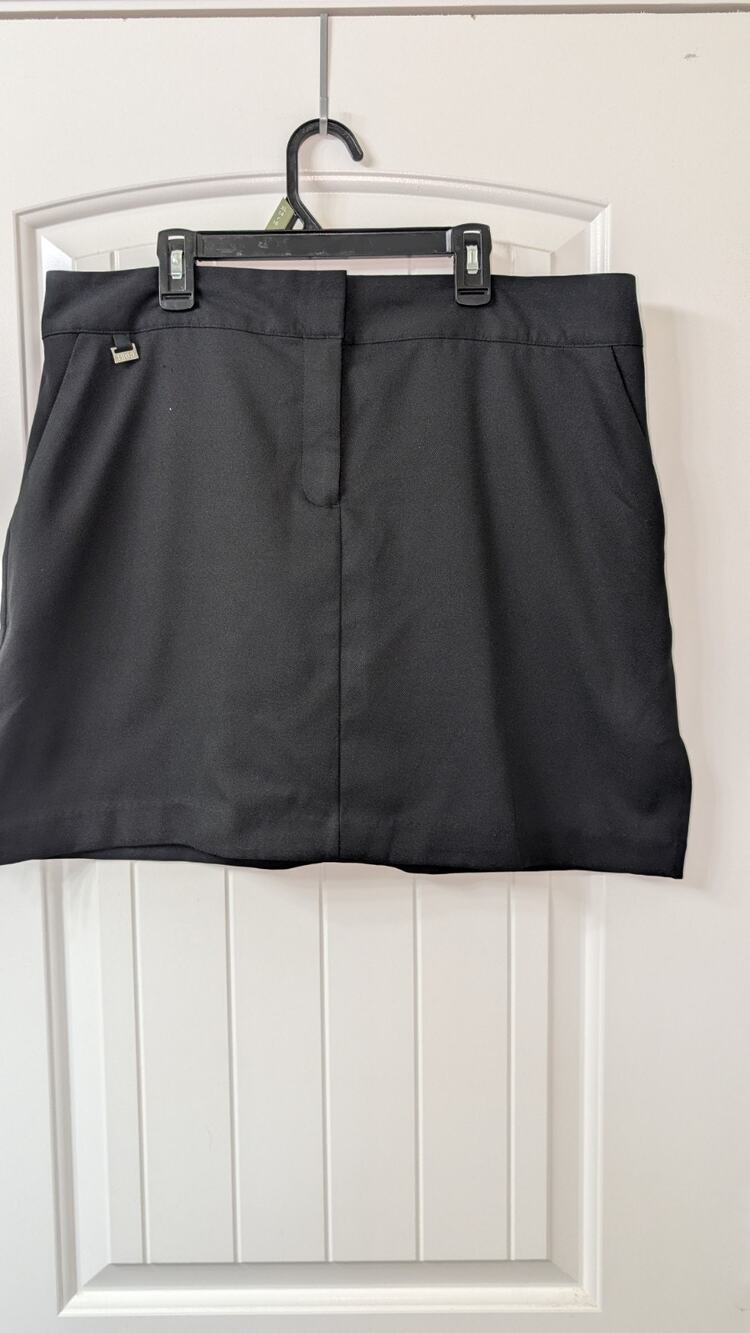 IZOD Golf Women's Black Solid Straight Pencil Short Skirt Zip Closure Size 12